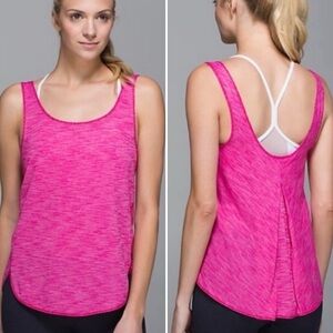 Lululemon Shirt Womens 8 Pink Heather Straight Up Singlet Tank‎ Top Scoop Neck